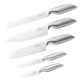 OLEIO Maestro Messerblock – 6 teilig – Edelstahl Küchenmesser Set mit Block & integriertem Messerschärfer – Scharfes Küchenhelfer Set für alle Schnitte – Messerblock mit Messer