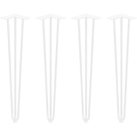 Emuca - Set aus 4 Set aus vier Hairpin 3-Stangentischbeinen, Höhe 710 mm, weiß lackiert, stahl