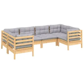 vidaXL Garten-Lounge-Set 6-tlg. grau Kiefernholz