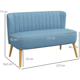 Homcom 2-Sitzer Stoffsofa Retro-Look Holzrahmen 117 x 56,5 x 77 cm