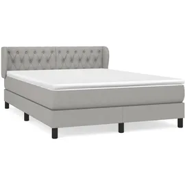 vidaXL Boxspringbett mit Matratze Hellgrau 140x200 cm Stoff