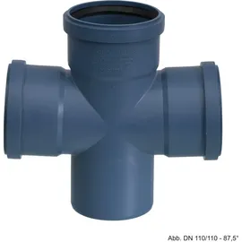 POLOPLAST Polo-kal Ng Abflussrohr-doppelabzweig 87,5° mit Muffen - schalldämmend - Dn 110