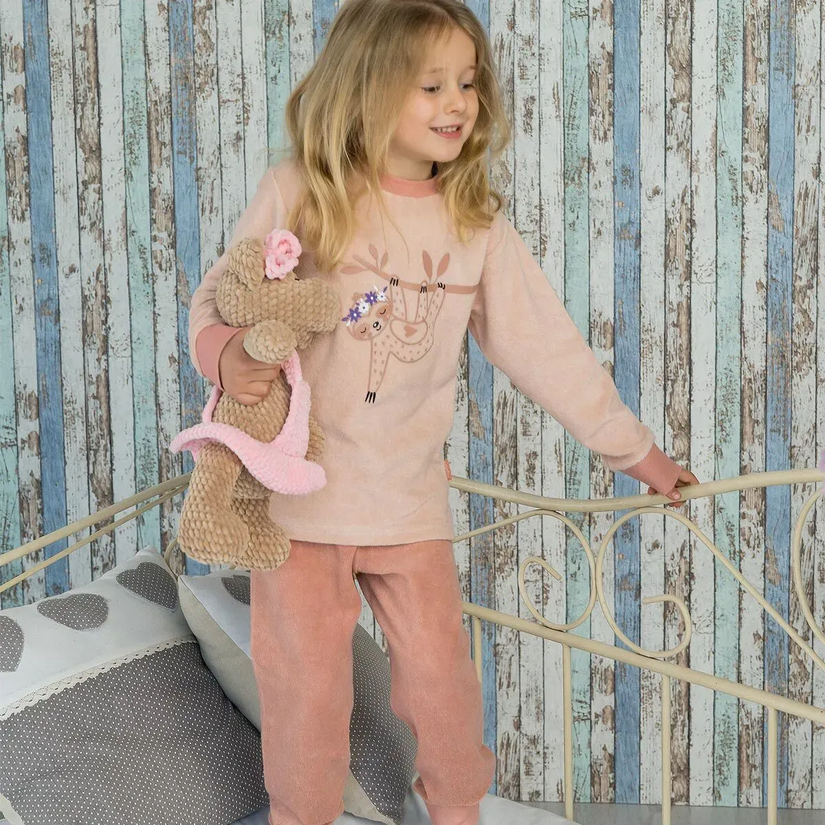 Playshoes Kinder Frottee Schlafanzug Faultier rosa 98 - pink