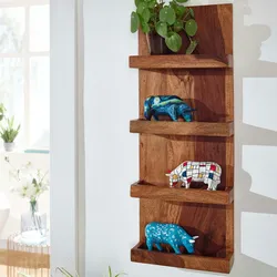 Kadima Design Sheesham Massivholz Wandregal, Nachhaltiges, handgefertigtes Regal. 30x10x80 cm