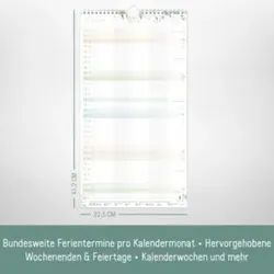 HÄFFT Wandkalender Familienplaner 2026 9985-1 22.5x42cm 5Spalten