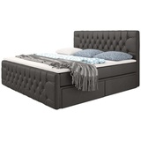 Luxusbetten24 Boxspringbett Bellissimo mit 4 Schubladen H4 (100kg+) - Grau