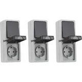 ETT 3er Set Feuchtraum Kombination Steckdose Schalter Serie TAFF Aufputz IP44