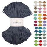 Sznurkomania, Geflochtene Baumwollkordel 3mm 100m, 46 Farben, Häkelkordel, Makramee Kordel, Makramee Garn, Premium Garn, Makramee Seil, (Anthrazit)