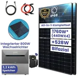 TerraLumen 1760W Komplettset Photovoltaikanlage All-In-One 8m2 inkl. 3,2 kWh Anker SOLIX Solarbank E1600 PRO mit Smarter Zähler und Stockschrauben