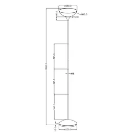 ETC Shop Stehleuchte Stehlampe Deckenfluter Wohnzimmerlampe, Schnurschalter, Metall titanfarben weiß, 1x E27 Fassung, DxH 28x180cm