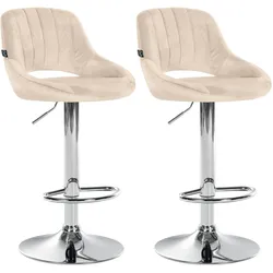 CLP 2er Set Barhocker Milet Samt creme/Metall in Chromoptik