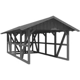 SKANHOLZ Skan Holz Carport Schwarzwald m. Dachschalung u. Abstellr. 424 x 772 cm Grau