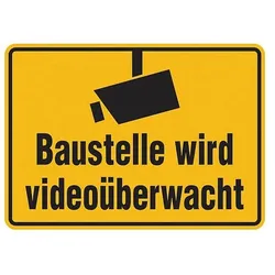 Hinweisschild, Baustelle wird videoüberwacht, Aluminium, 250 x 350 mm