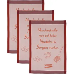 Geschirrtuch ROSS "Manchmal sollte man dich lieber Nudeln als Sorgen machen", rot, B:50cm L:70cm, 100% Baumwolle, Geschirrtücher, Sprüchetuch, aus 100% Baumwolle