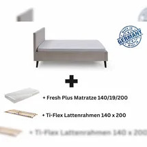 Aileenstore Polsterbett 140 x 200 Viola Bettgestell mit Kopfteil Beige