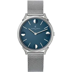Pierre Cardin Herren Armband-Uhr analoge Quarz-Uhr mit Edelstahl-Armband 3ATM 40mm CPI.2013 Silber/Blau - One-Size