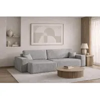 Kaiser Möbel Ecksofa mit schlaffunktion und bettkasten BEST XL, stoff Poso Dicker Cord, Grau, Links - Grau