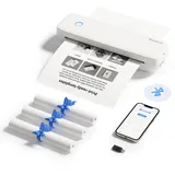 Bisofice L81 Thermodrucker A4 300dpi - Mobiler Drucker A4 für Unterwegs, Schule, Zuhause, Kabelloser Bluetooth Tragbarer Drucker Kompatibel mit Smartphone und PC, mit 3 Rollen Thermopapier