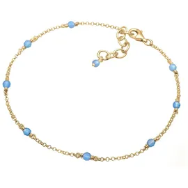 Elli Fußschmuck Damen Fußkettchen Strand Meer Kugel Blau in 925 Sterling Silber vergoldet