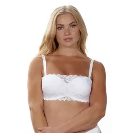 After Eden D-cup & up Bandeau-BH "ANNA", Damen, Gr. 90, Cup D, weiß, Spitze, Obermaterial: 84% Polyamid, 16% Elasthan, AFTER EDEN D-CUP & UP, unifarben, figurbetont, BHs Bandeau-BH, abnehmbare Träger, mit Schale, mit Bügel, mit Spitze, feminin