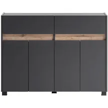 Lomadox Kommode CORATO-80 in anthrazit mit Blende in Wildeiche Nb., b/h/t: ca. 112,2/84,8/33 cm