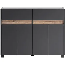 Lomadox Kommode CORATO-80 in anthrazit mit Blende in Wildeiche Nb., b/h/t: ca. 112,2/84,8/33 cm