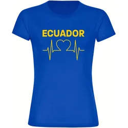 multifanshop Damen T-Shirt - Ecuador - Herzschlag - Druck gelb - Frauen