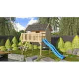 Karibu Spielturm Fidel 1,5 m mit Rutsche Blau