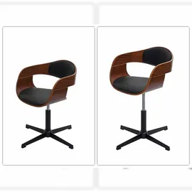 Mendler Bürostuhl HWC-H46, Schreibtischstuhl, höhenverstellbar Drehmechanismus Bugholz FSC® ~ Walnuss-Optik, Kunstleder schwarz