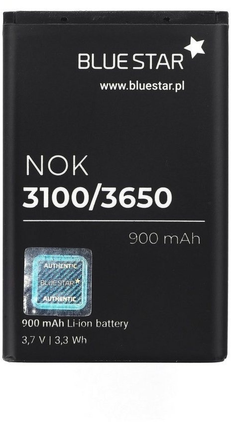 BlueStar Akku Ersatzakku kompatibel mit Nokia 6030 / 6085 / 6086 / 6108 / 6230 / 6267 / 6555 / 6600 / 6680 / 900 mAh Li-lon Accu Nokia BL-5C Smartphone-Akku