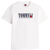 Tommy Jeans Dna Flag Regular Fit Kurzarm-t-shirt - Ecru