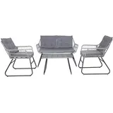 Svita CAPRI Balkonmöbel-Set Polyrattan Sitzgruppe Outdoor 4-tlg. Gartenlounge Hellgrau