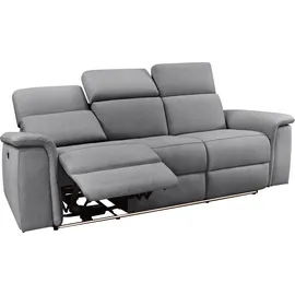 Home Affaire 3-Sitzer HOME AFFAIRE "Pareli 229cm, manuelle u. elektr. Relaxfunktion in 2 Sitzen", grau (anthrazit), B:229cm H:98cm T:142cm, Webstoff (95% Polyester 5%Nylon), Sofas, USB, KT-Verstellung, LED Beleuchtung, in Echtleder, Kunstleder, Web