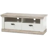furn.design TV-Lowboard weiß / Oslo Pinie Landhaus TV-Unterteil 134 x 51 cm Rovola