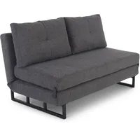 Raburg Schlafsofa, 2-Sitzer, klappbare 2-in-1-Funktion: Sofa und Gästebett, Mikrofaser, Metallgestell Schwarz, Liegefläche: 150 cm breit x 192 cm tief, Zara, Grau