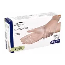 Hygonorm® Vinylhandschuhe Classic Light, gepudert, transparent 26919 , 1 Packung = 100 Stück, Größe L