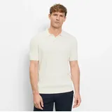 Olymp Kurzarmshirt OLYMP, Herren, Gr. XXL, off, Strick, Obermaterial: 54% Baumwolle, 46% Polyester, unifarben mit Farbeinsätzen, regular fit hüftbedeckend, Rundhals, Rippbündchen, Shirts, mit Flecht-Muster und Polokragen, Strick