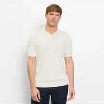 Olymp Kurzarmshirt OLYMP, Herren, Gr. XXL, off, Strick, Obermaterial: 54% Baumwolle, 46% Polyester, unifarben mit Farbeinsätzen, regular fit hüftbedeckend, Rundhals, Rippbündchen, Shirts, mit Flecht-Muster und Polokragen, Strick