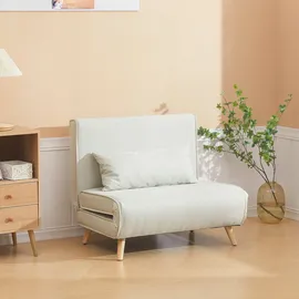 Homcom Schlafcouch Leinenimitat Einzelcouch 1-Sitzer Beige