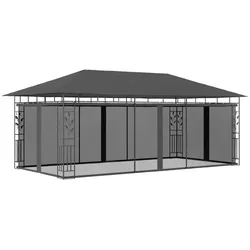 Pavillon mit Moskitonetz 6x3x2,73 m Anthrazit