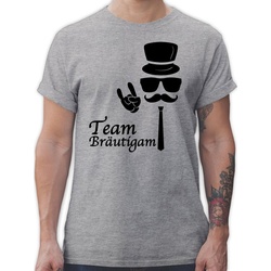 Shirtracer T-Shirt Team Bräutigam Hipster JGA Männer grau M