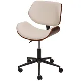 Mendler Bürostuhl HWC-G25, Drehstuhl Schreibtischstuhl, Bugholz Walnuss-Optik Retro drehbar höhenverstellbar MVG - creme