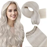Hetto Echthaar Tressen Extensions Blond Tressen Echthaar Extensions Naturlich Tressen Haarverlangerung Echthaar Glatt Weiß Blond #60 80g 40 cm