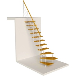 Dolle Mittelholmtreppe Boston 228-300cm Geschosshöhe 1⁄4-gewendelt in Buche/Weiss