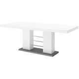 designimpex Esstisch Design HE-111 Weiß - Grau Hochglanz ausziehbar 160 bis 260 cm grau|weiß