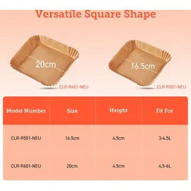COSORI Backpapier für Heißluftfritteuse XXL 4-7,3L 100 Stück braun