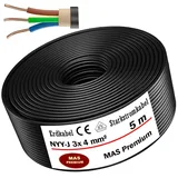 MAS-Premium® Erdkabel Deutscher Marken-Elektrokabel Ring zur Verlegung im Erd- und Außenbereich Standard Starkstromkabel (NYY-J 3x4 mm2, 5m)