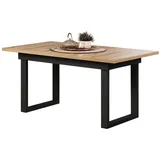 furn.design Esstisch "Syncro" Eiche hell, ausziehbar 160-200 cm, Metallgestell und Synchronauszug