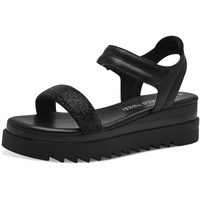 Marco Tozzi Sandalen mit Keilabsatz Glitzer Bequem, Schwarz (Black Comb), 38