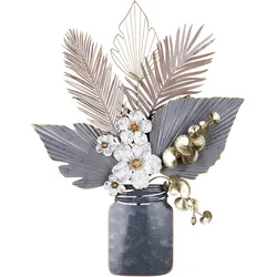 Wanddekoobjekt GILDE "Wandrelief Vase Viola", grau, B:73cm H:95cm T:11cm, Metall, Wanddekoobjekte